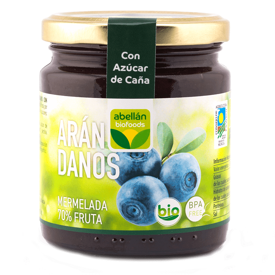 Mermelada de arándanos con azúcar de caña