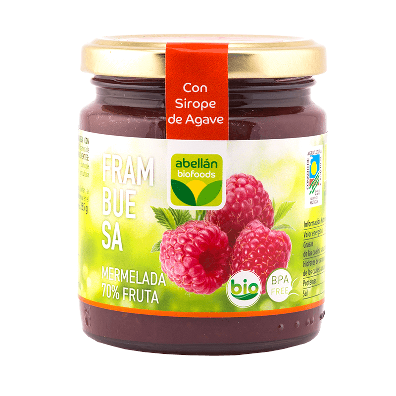 Mermelada de frambuesa con sirope de agave