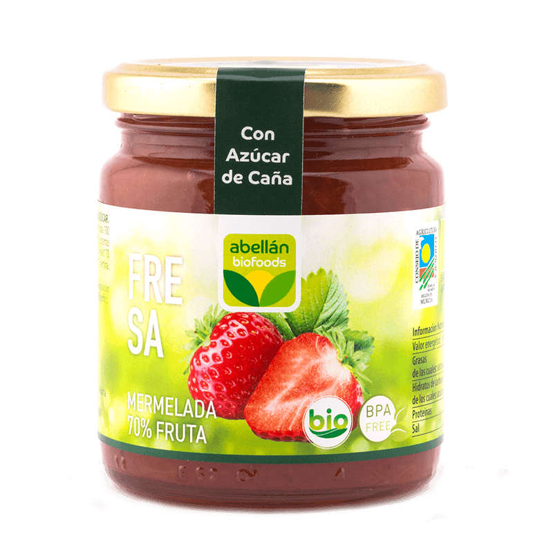 Mermelada de fresa con azúcar de caña