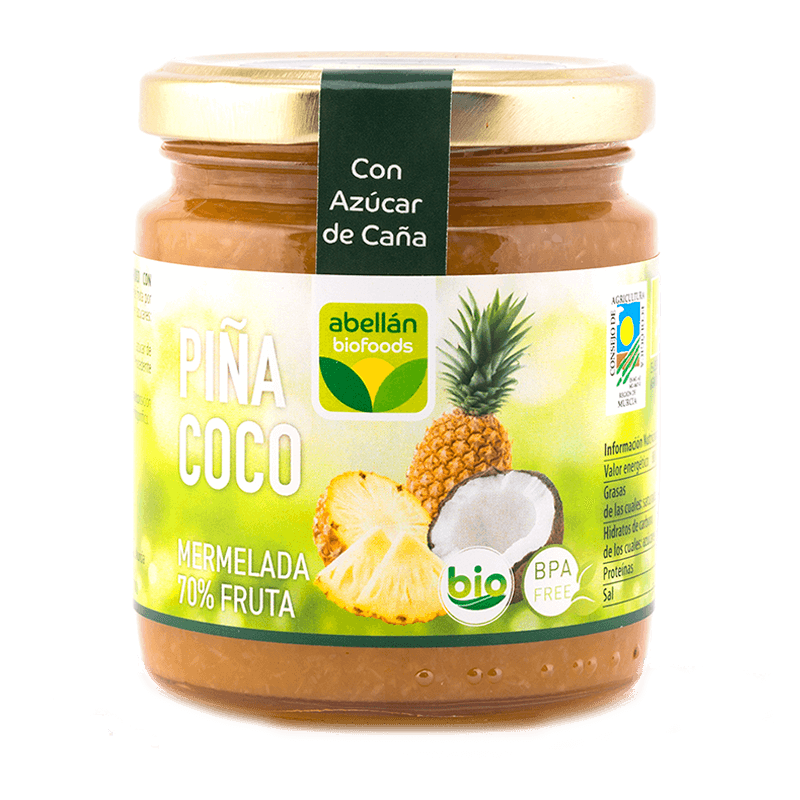 Mermelada de piña y coco con azúcar de caña